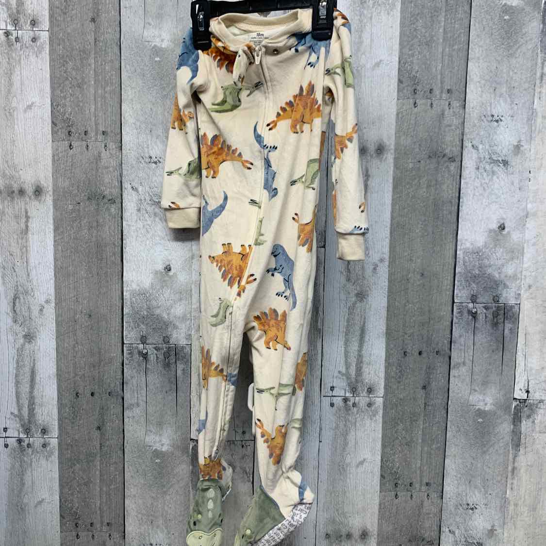 Size 18 Months Ivory Print Carter's Footy PJs