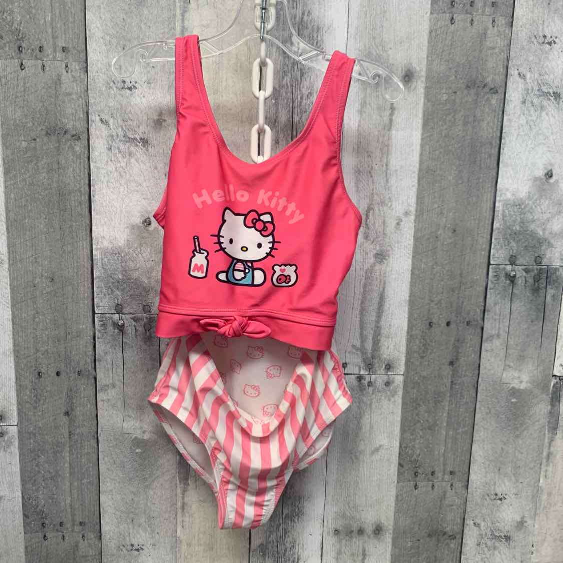 Size 7/8 Pink/White Hello Kitty Swim Suit - 1pc