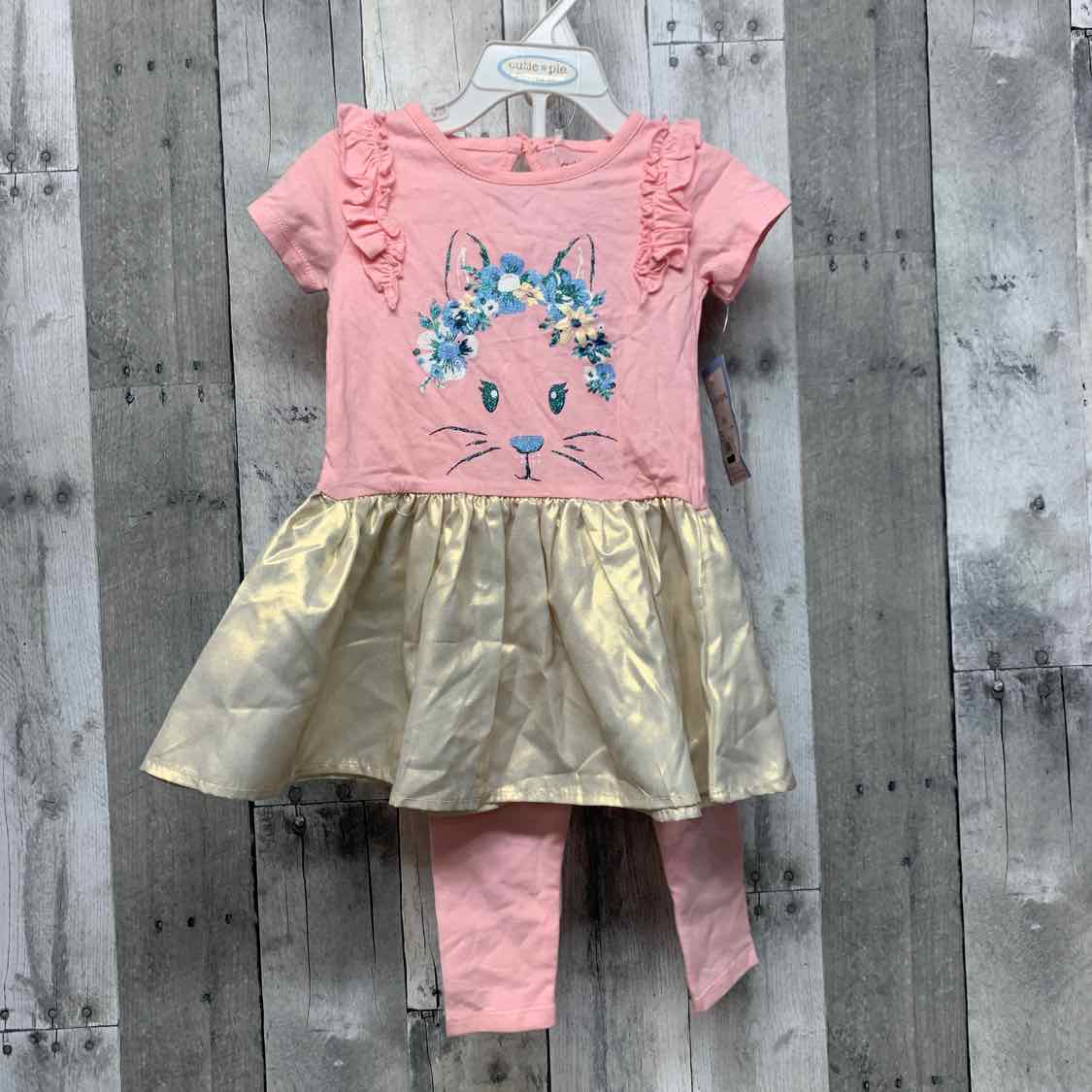 Size 18 Months Pink/Gold Cutie Pie Shirt/Leggings