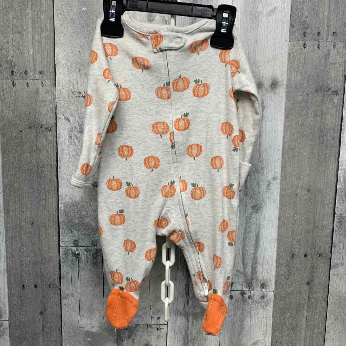 Size 3 Months Gray/Orange Just One You Footy PJs