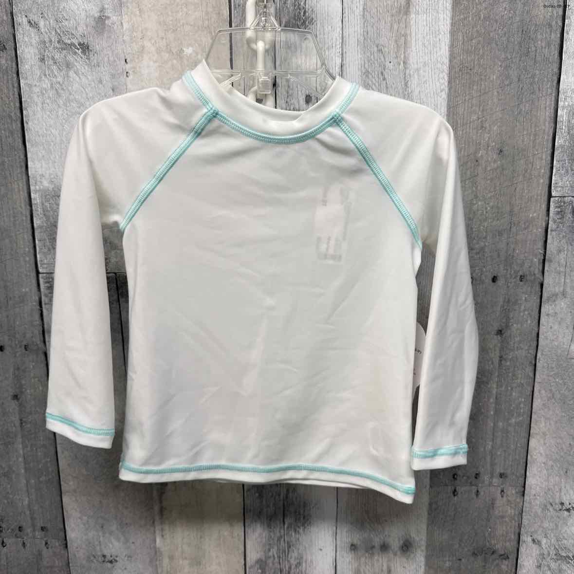 Size 2T White/Teal Wonder Nation Swim Top