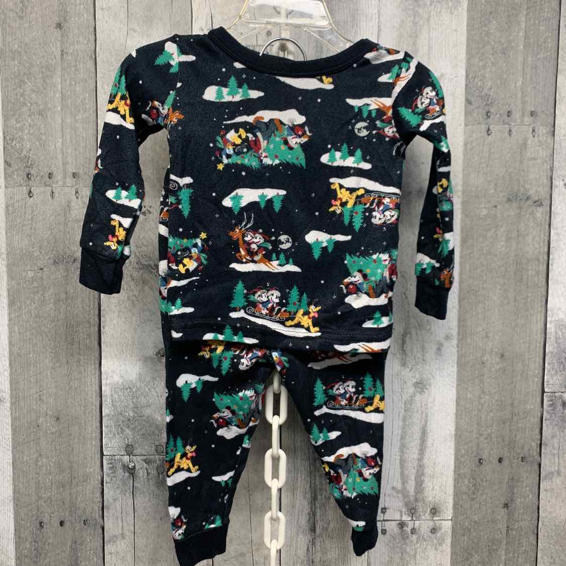 Size 18 Months Black Print Disney 2pc PJs