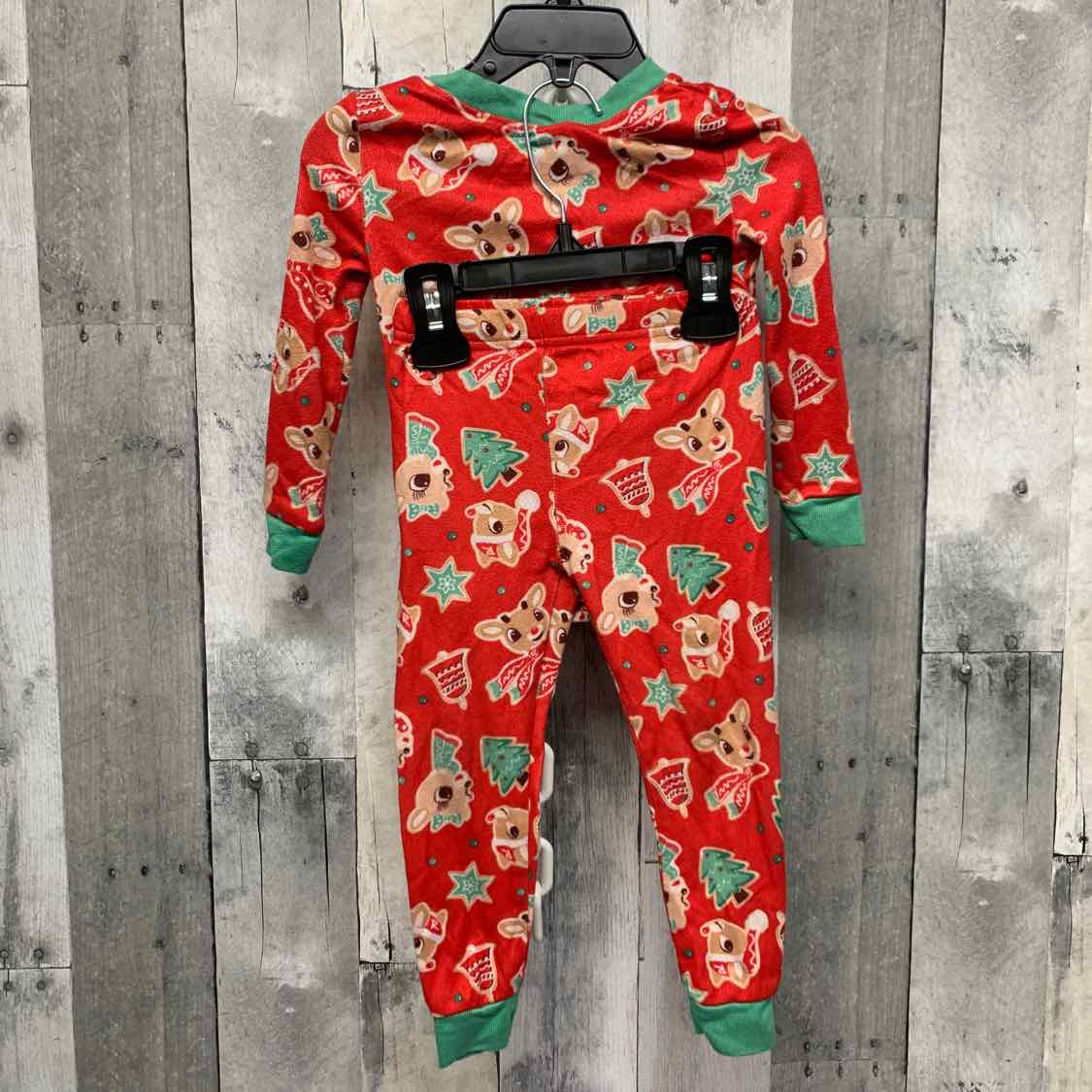 Size 2T Red Print Holiday Brands 2pc PJs