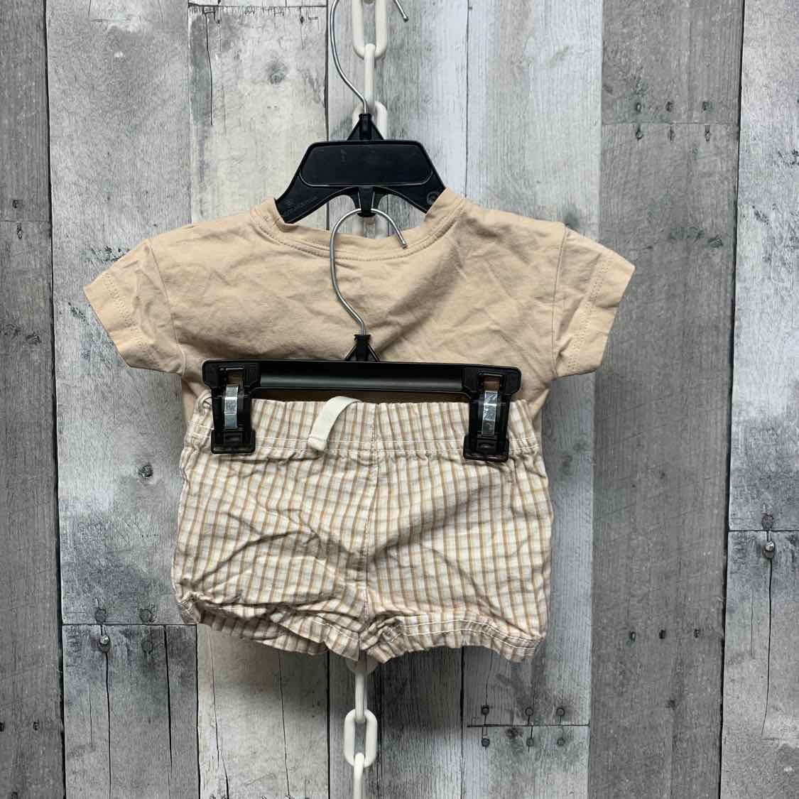 Size 3 Months Tan Plaid Carter's Shirt/Shorts