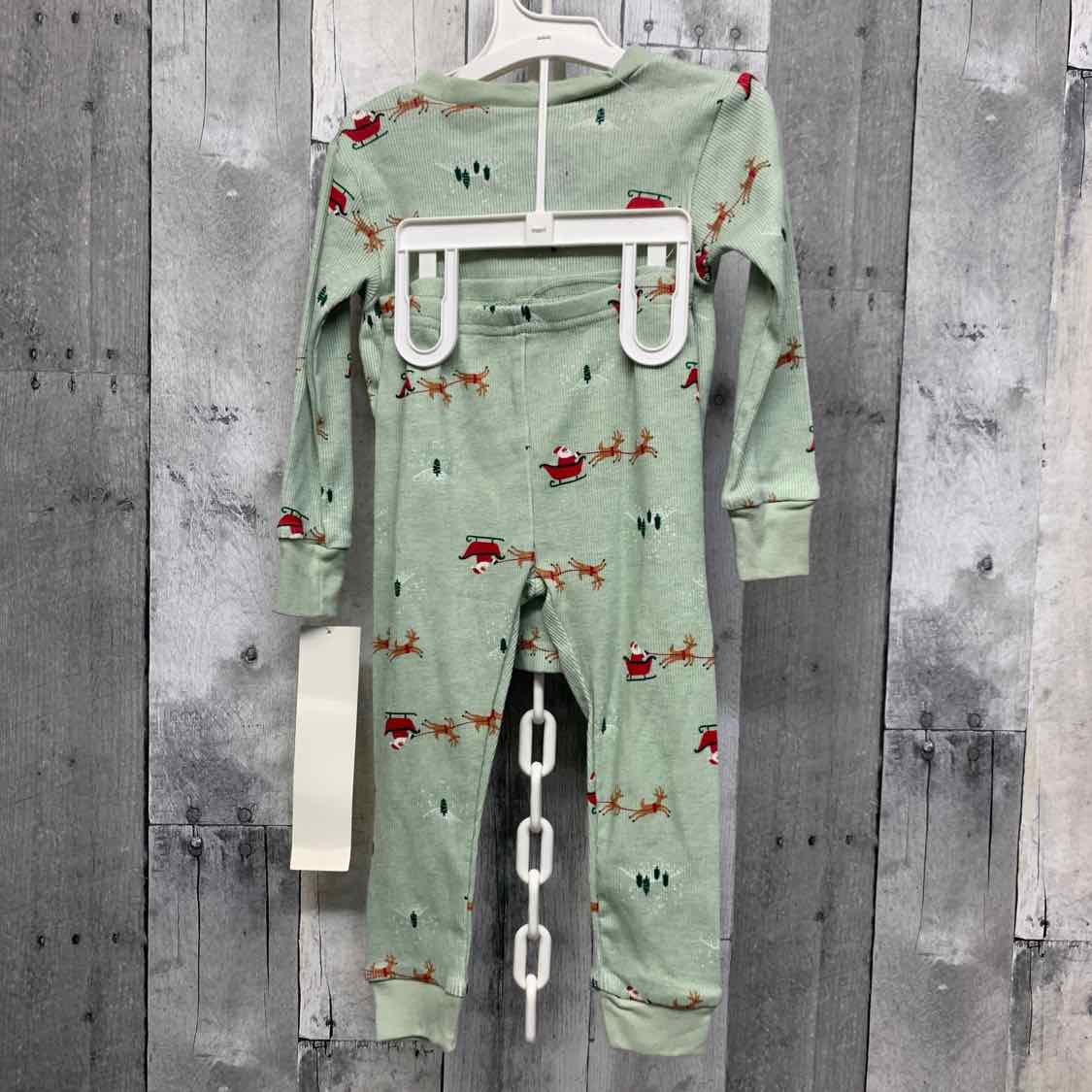 Size 18 Months Green Print Just One You 2pc PJs