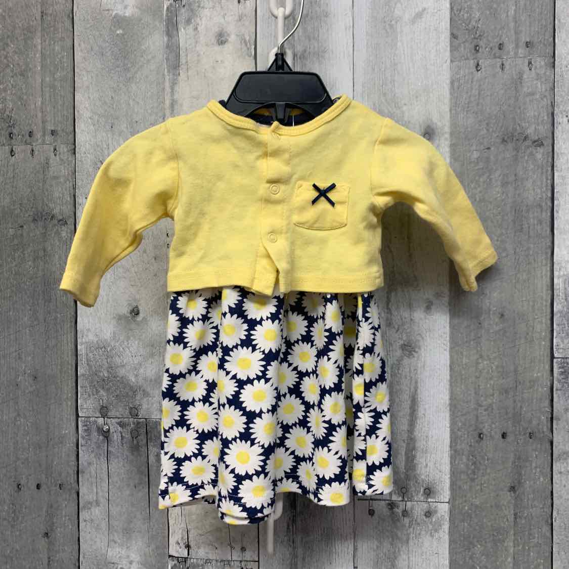 Size 3-6 Months Yellow/Navy Mid Brand 2pc Dress