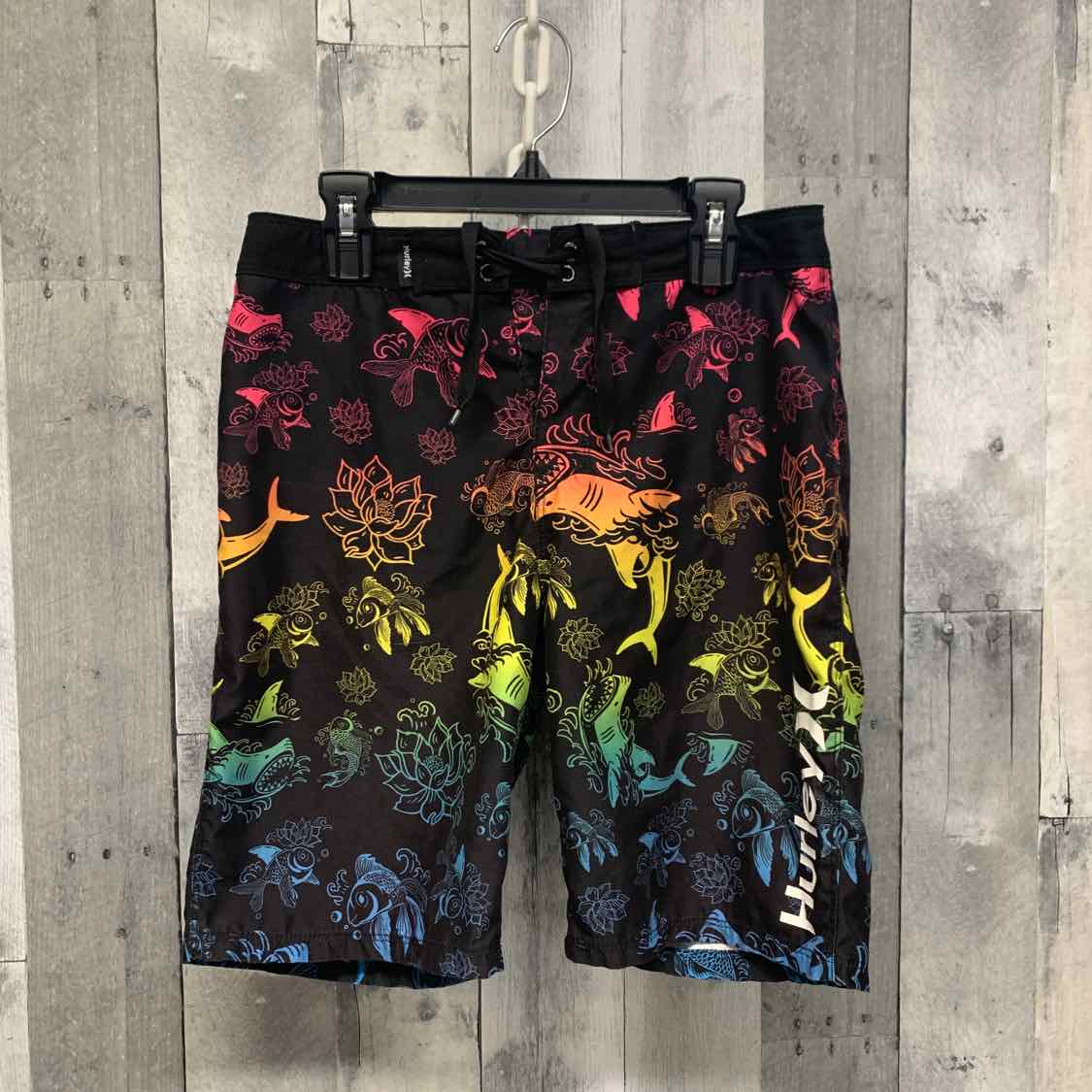 Size 14 Black/Pink Hurley Swim Trunks - OodlesCB