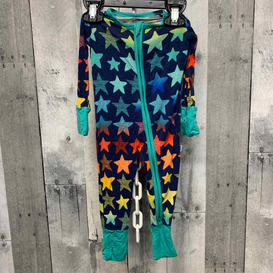 Size 0-3 Months Navy/Teal Little Sleepies Footy PJs