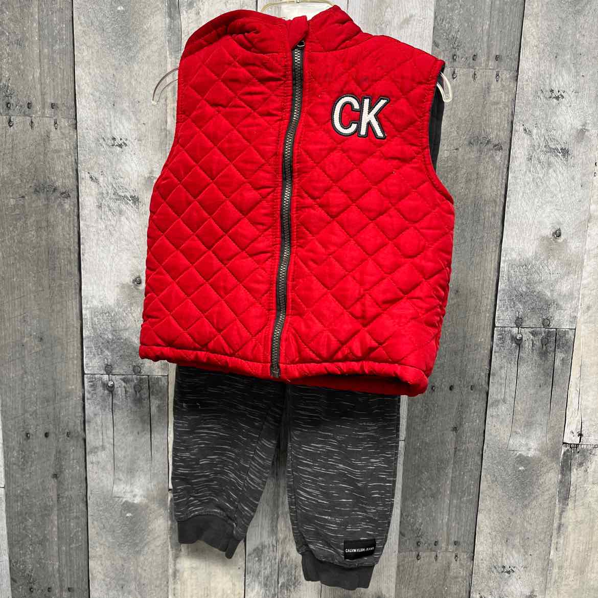 Size 24 Months Red/Gray Calvin Klein Jacket/Pants