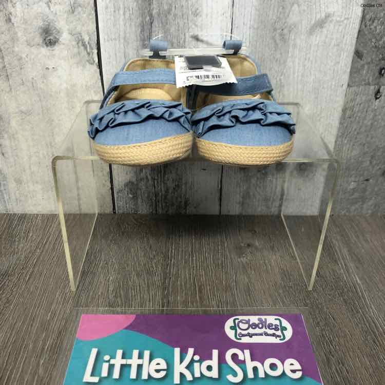 Size 2 Denim/Tan Osh Kosh Soft Sole Shoes