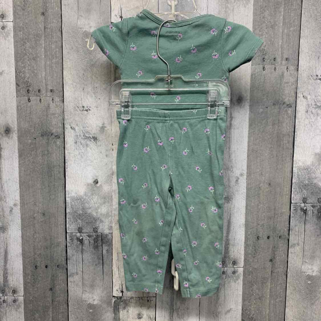Size 12 Months Green/Purple Just One You Shirt/Leggings