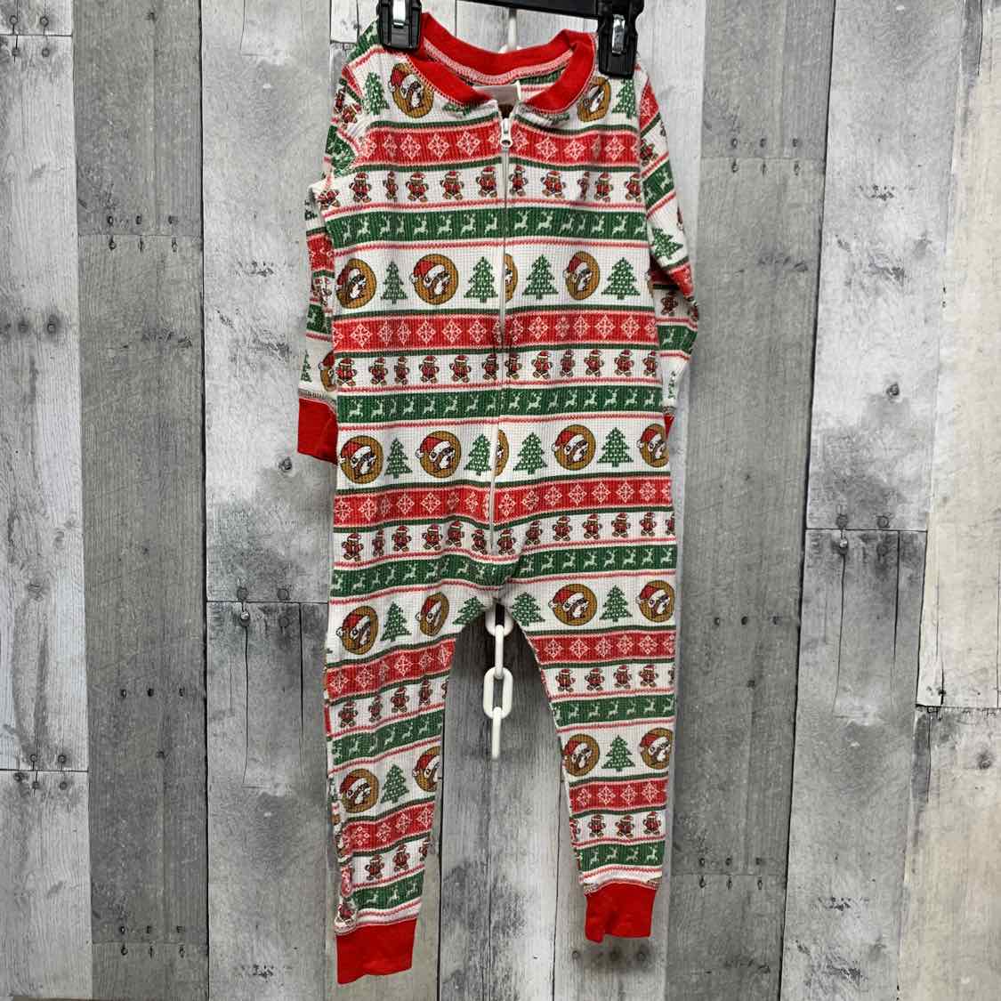 Size 2T Red/Green B Brand Footy PJs