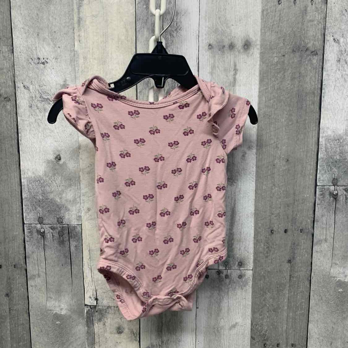 Size 6-9 Months Purple Floral Print Bamboo Bodysuit