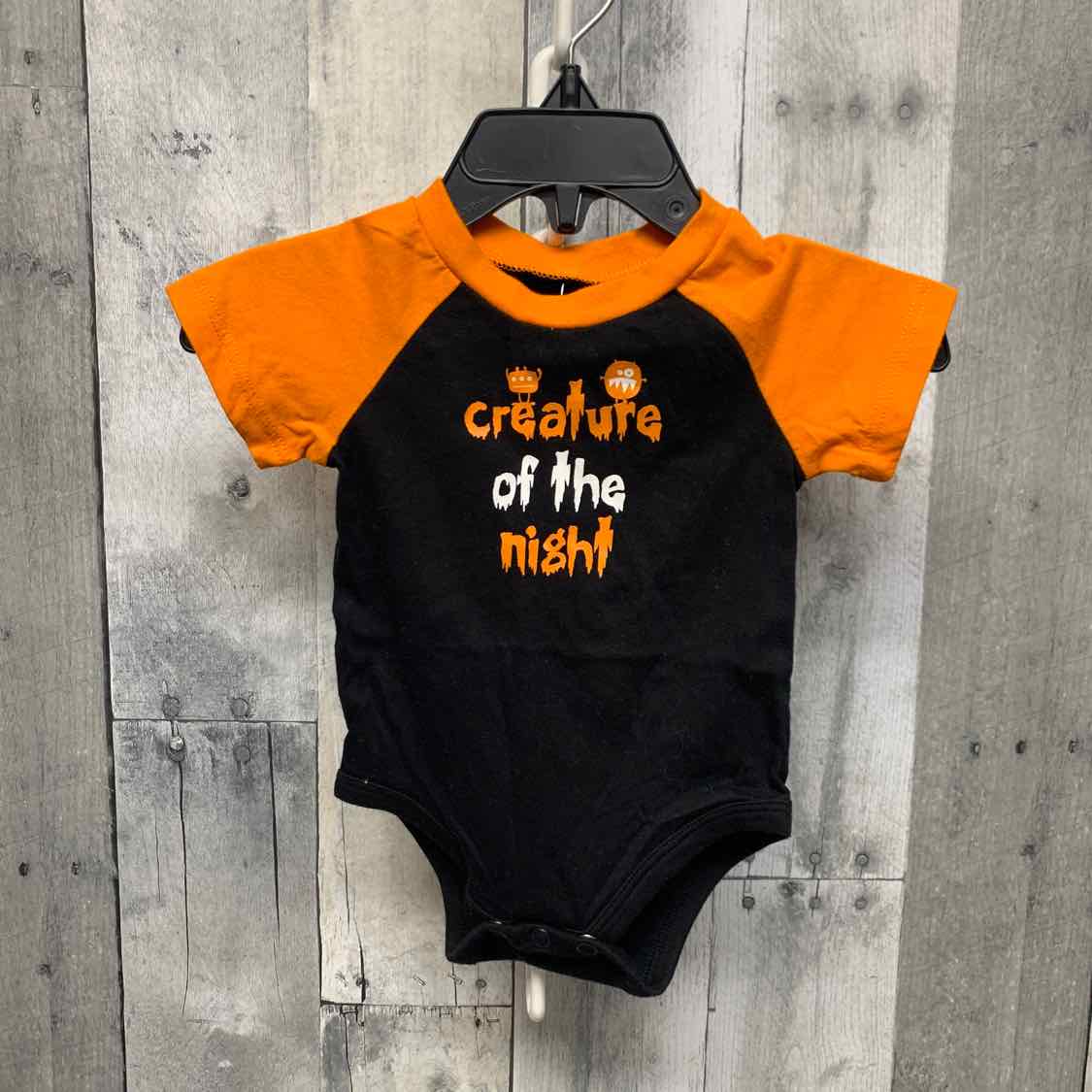 Size Newborn Black/Orange Okie Dokie Bodysuit