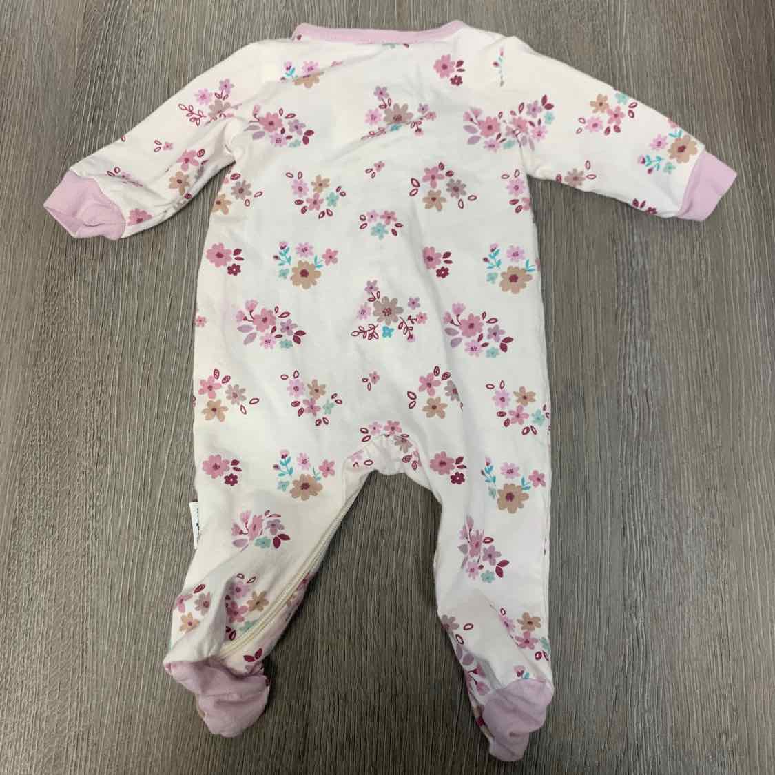 Size Preemie White Floral Print Gerber Footy PJs