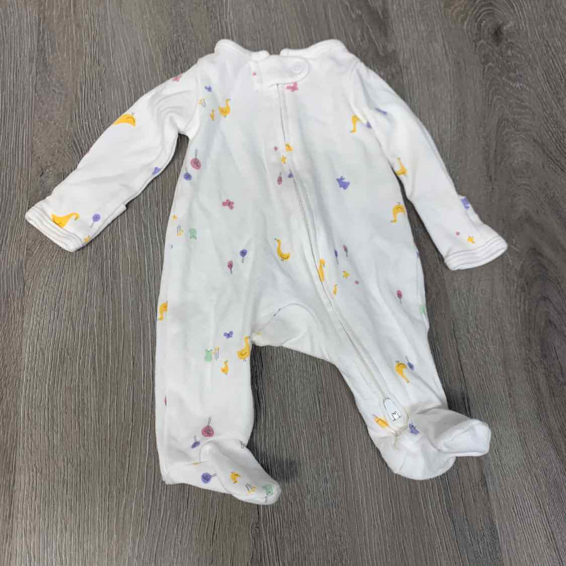 Size Preemie White Print Simple Joys Footy PJs
