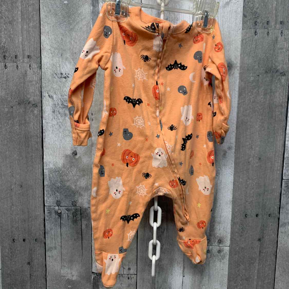 Size 0-3 Months Orange Print Old Navy Footy PJs