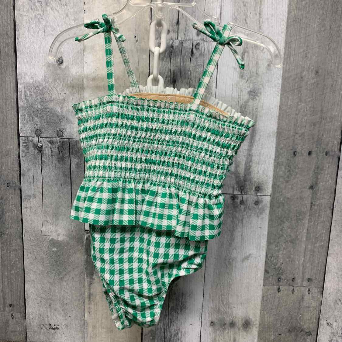 Size 2T Green Plaid Old Navy Swim Suit - 1pc