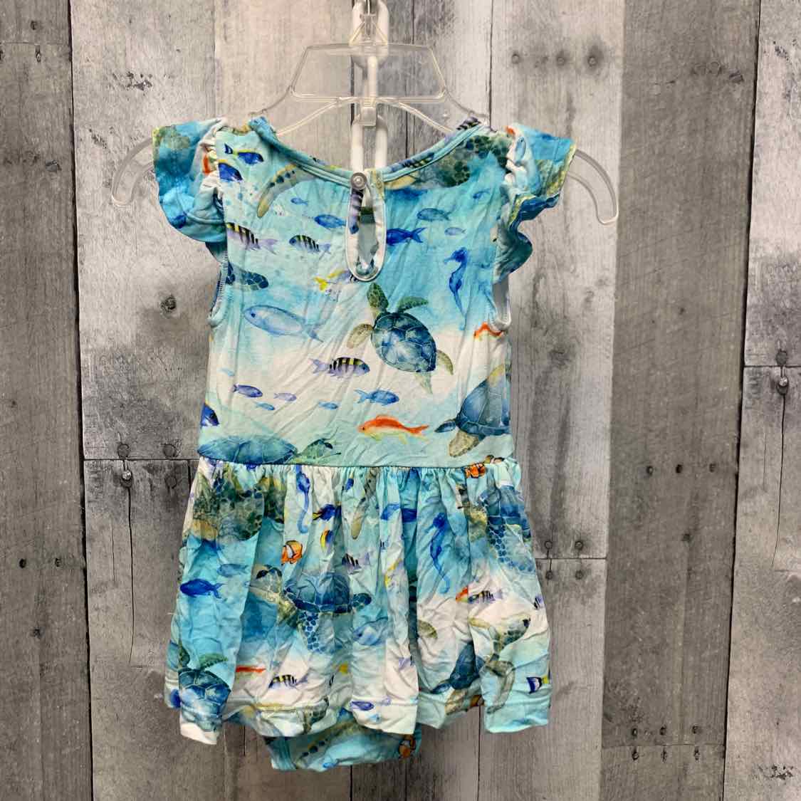 Size 6-9 Months Blue Print Bamboo Romper - OodlesCB