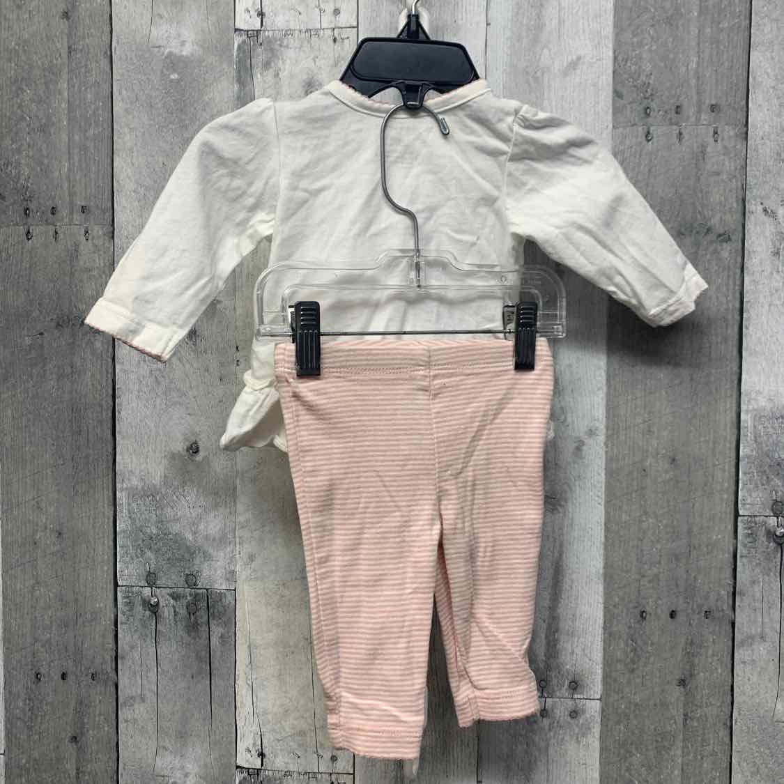 Size 3 Months White/Pink Carter's Shirt/Leggings