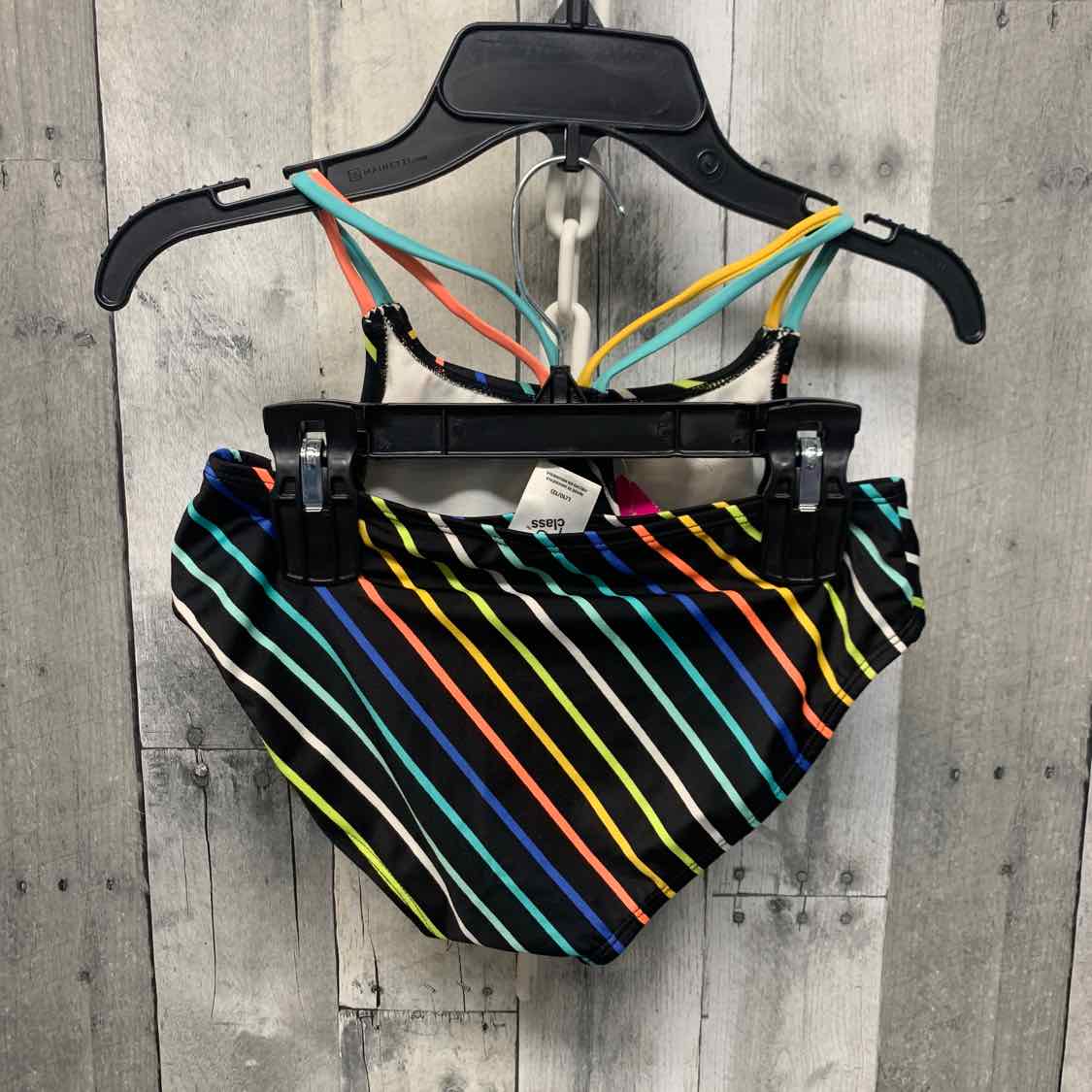 Size 10/12 Black Striped Art Class Swim Suit - 2pc+