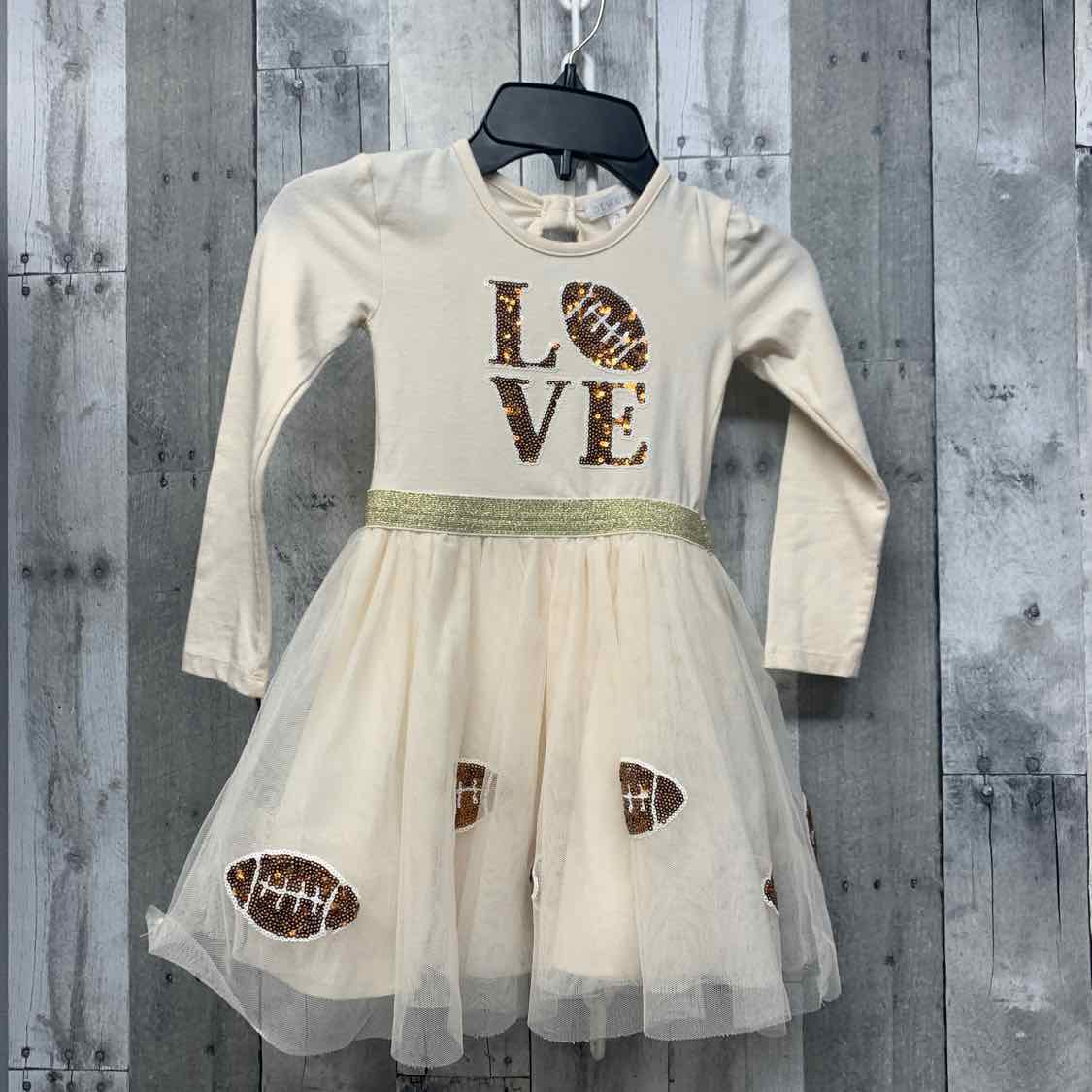 Size 4 Ivory/Brown Btween LS Dress