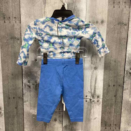 Size 0-6 Months White/Blue Hanes Shirt/Pants