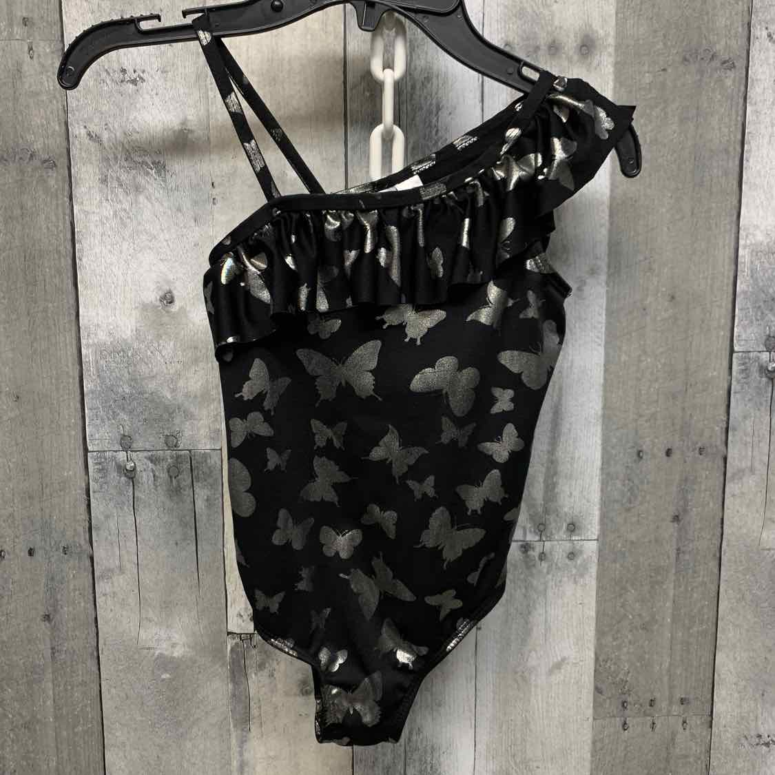 Size 7/8 Black Print Pink Platinum Swim Suit - 1pc