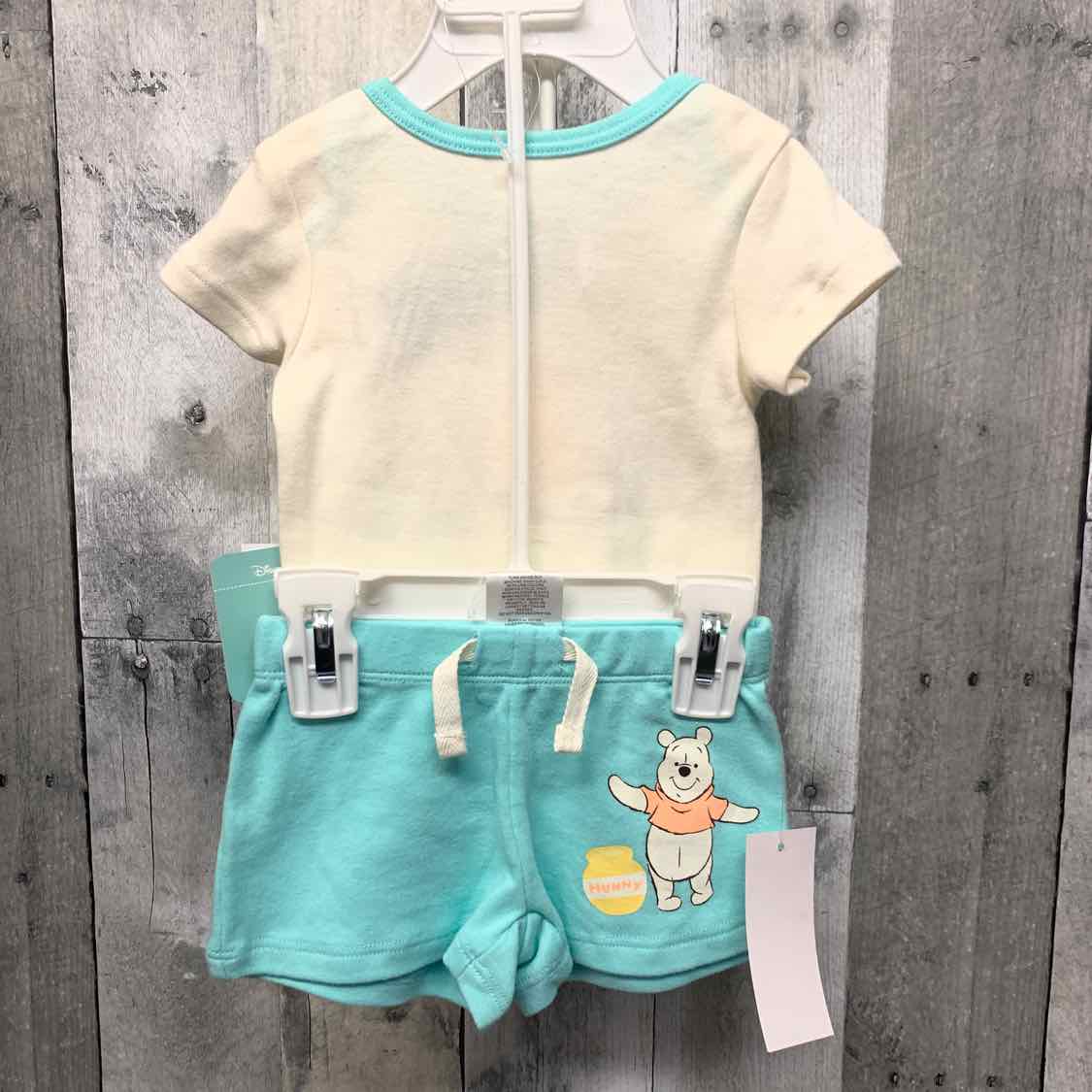 Size 0-3 Months Ivory/Blue Disney Shirt/Shorts