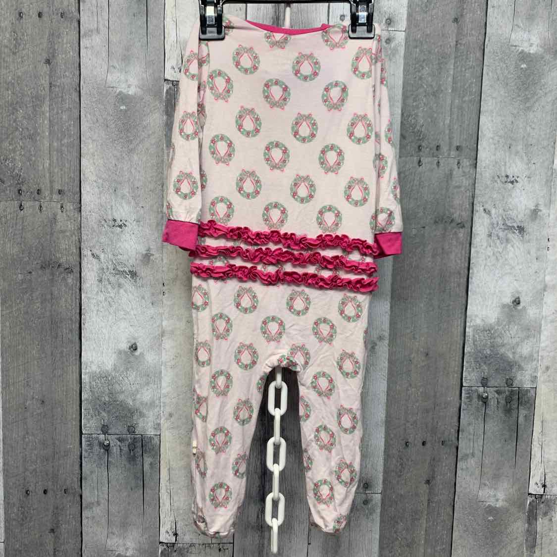 Size 6-9 Months Pink/Green Bamboo Footy PJs