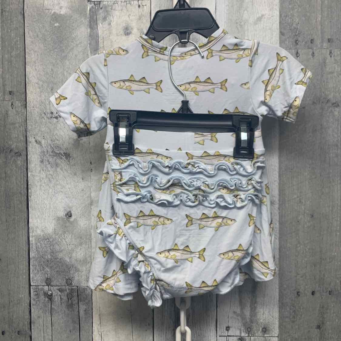 Size 12-18 Months Blue/Green Bamboo Shirt/Shorts
