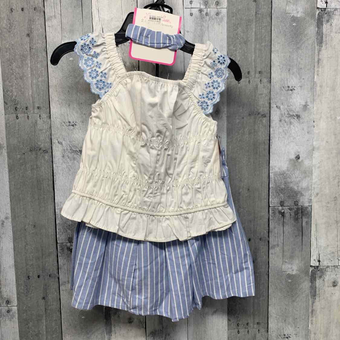 Size 8 White/Blue Little Lass Shirt/Skirt