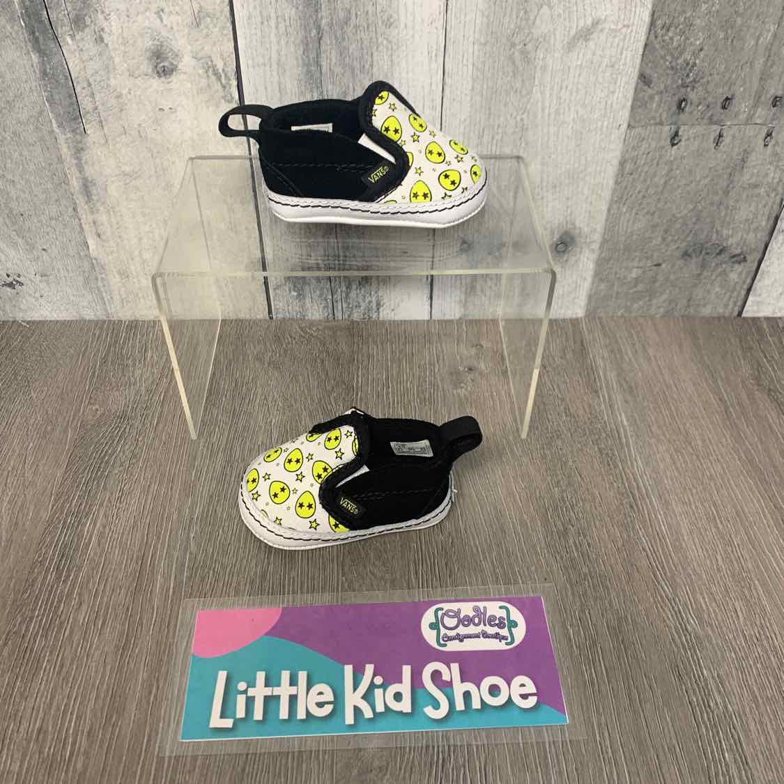 Size 1 White/Black Vans Soft Sole Shoes