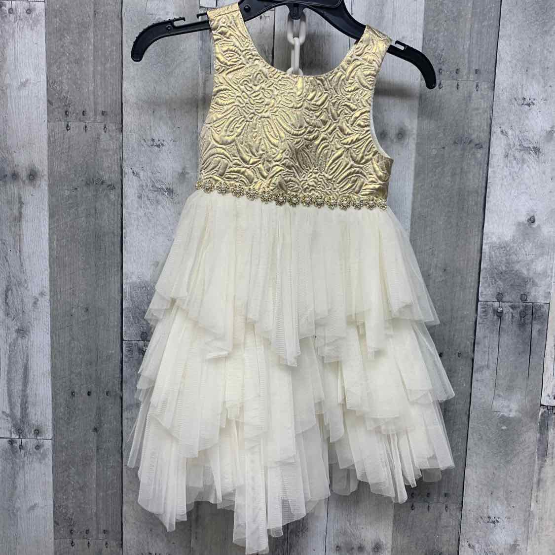 Size 4 Ivory/Gold American Princess Dress - Party