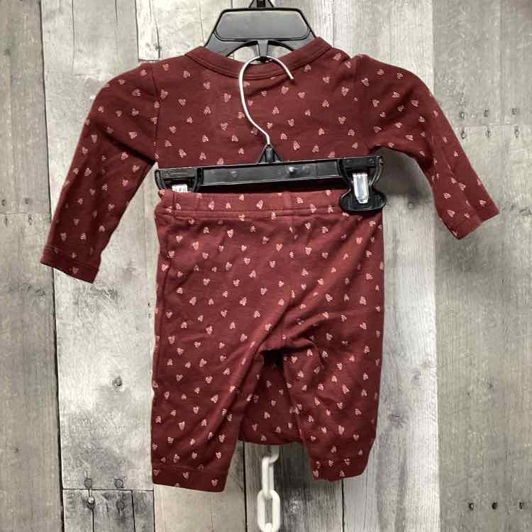 Size 3 Months Burgundy Print Just One You Shirt/Leggings - OodlesCB