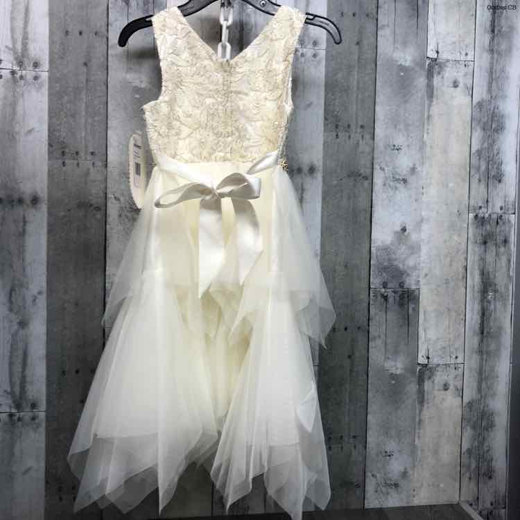 Size 7 White/Gold American Princess Dress