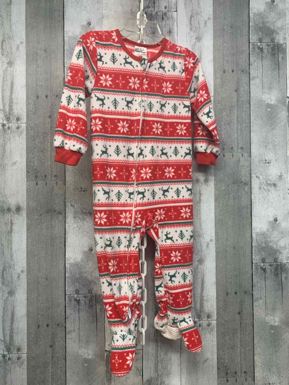 Size 2T Red/White Gerber Footy PJs
