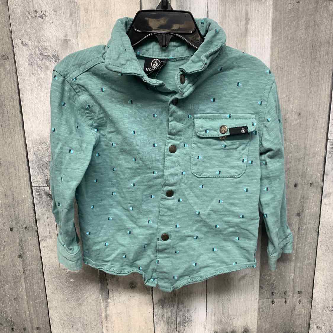 Size 3T Green Print Volcom LS Button Up