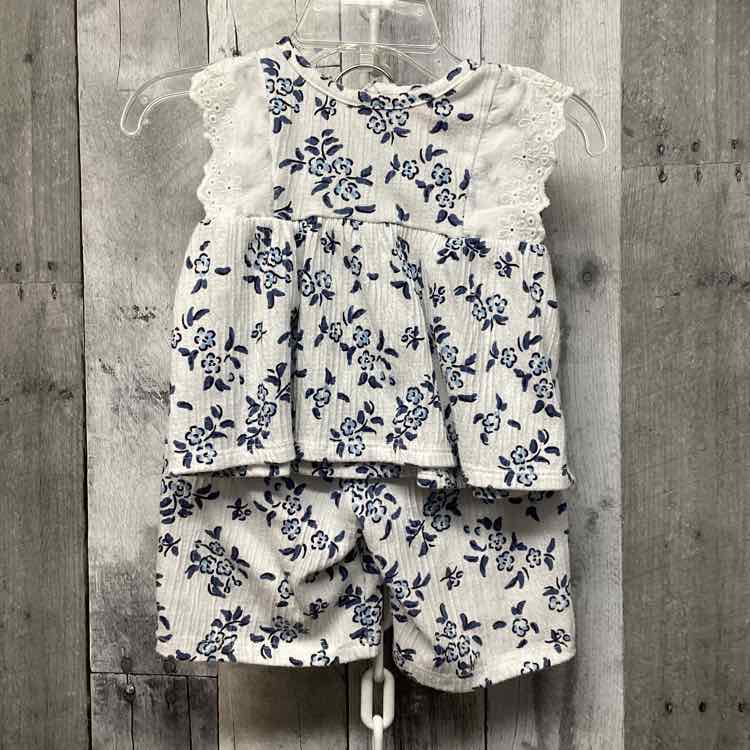 Size 0-3 Months Blue Floral Print Little Lass Shirt/Shorts - OodlesCB