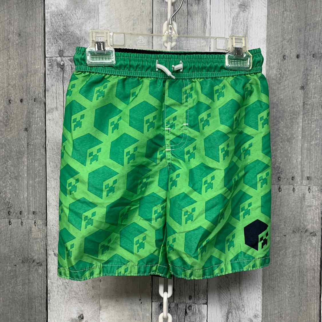 Size Small Green Print Minecraft Swim Trunks