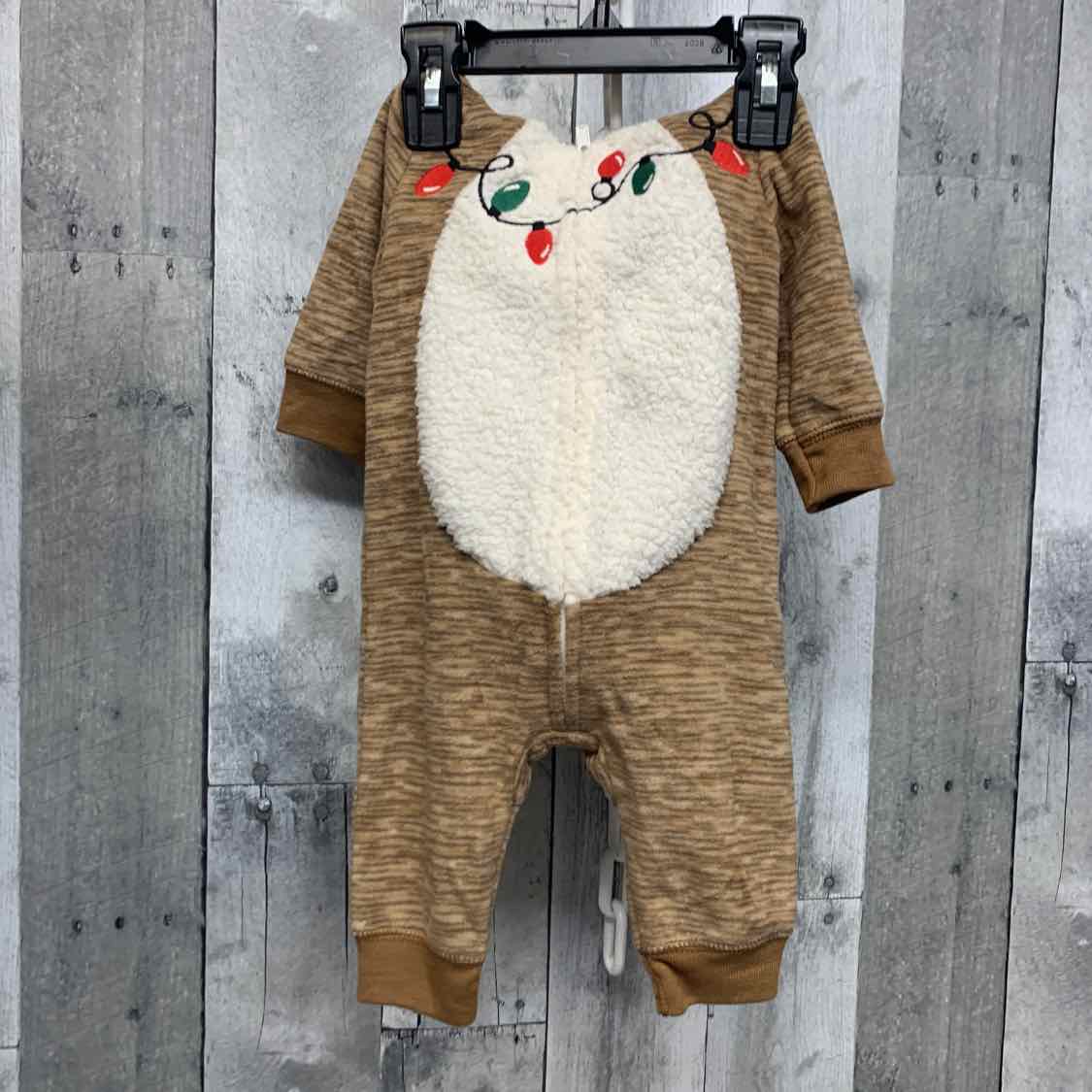 Size 3 Months Brown/Red Just One You Footy PJs