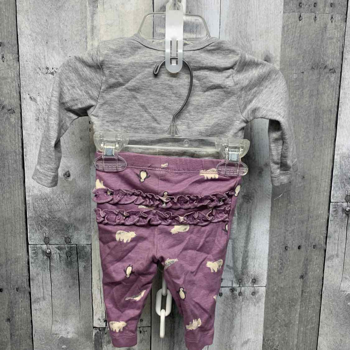 Size 3 Months Gray/Purple Carter's Shirt/Leggings