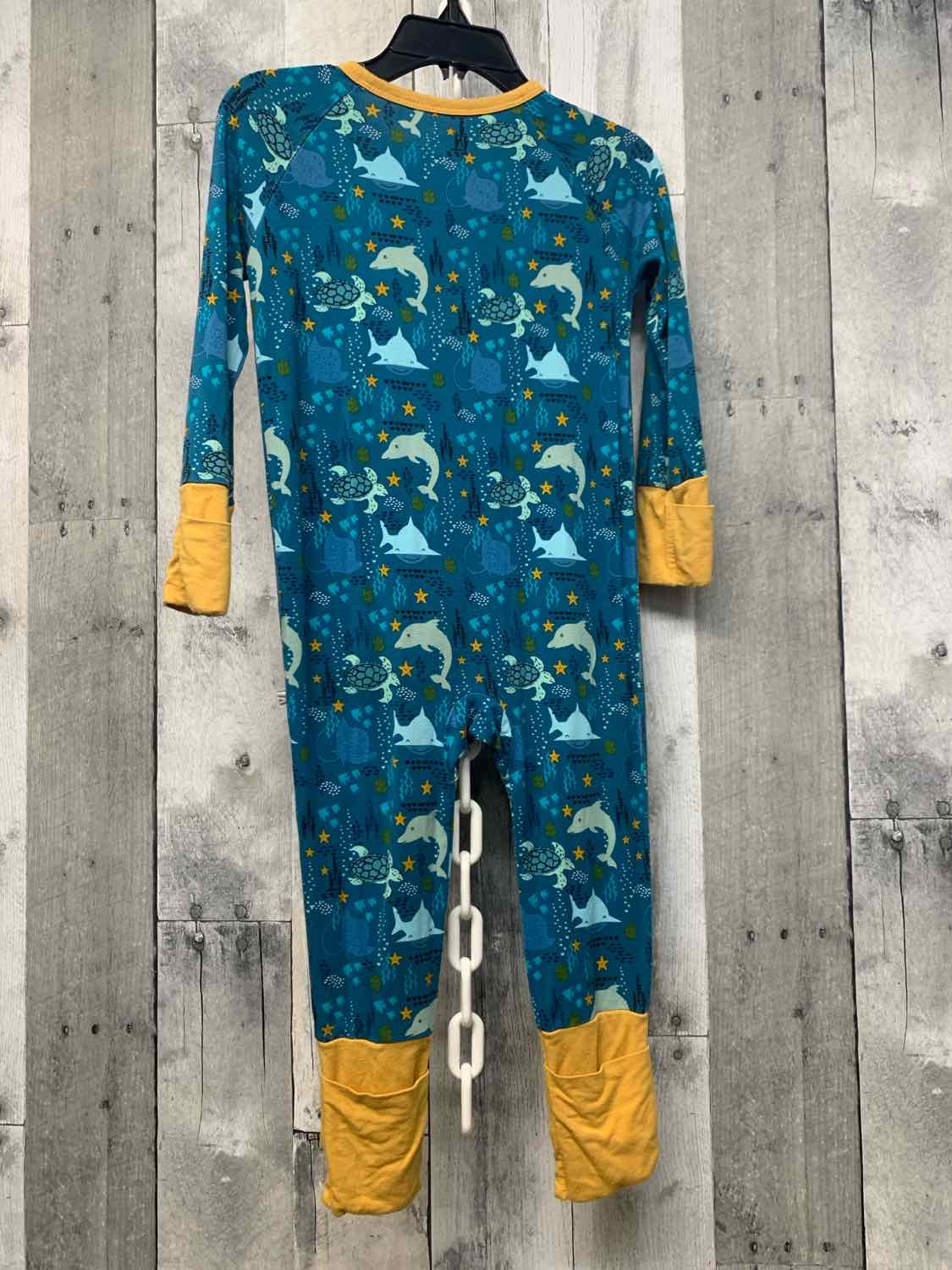 Size 18-24 Months Teal Print Bamboo Footy PJs
