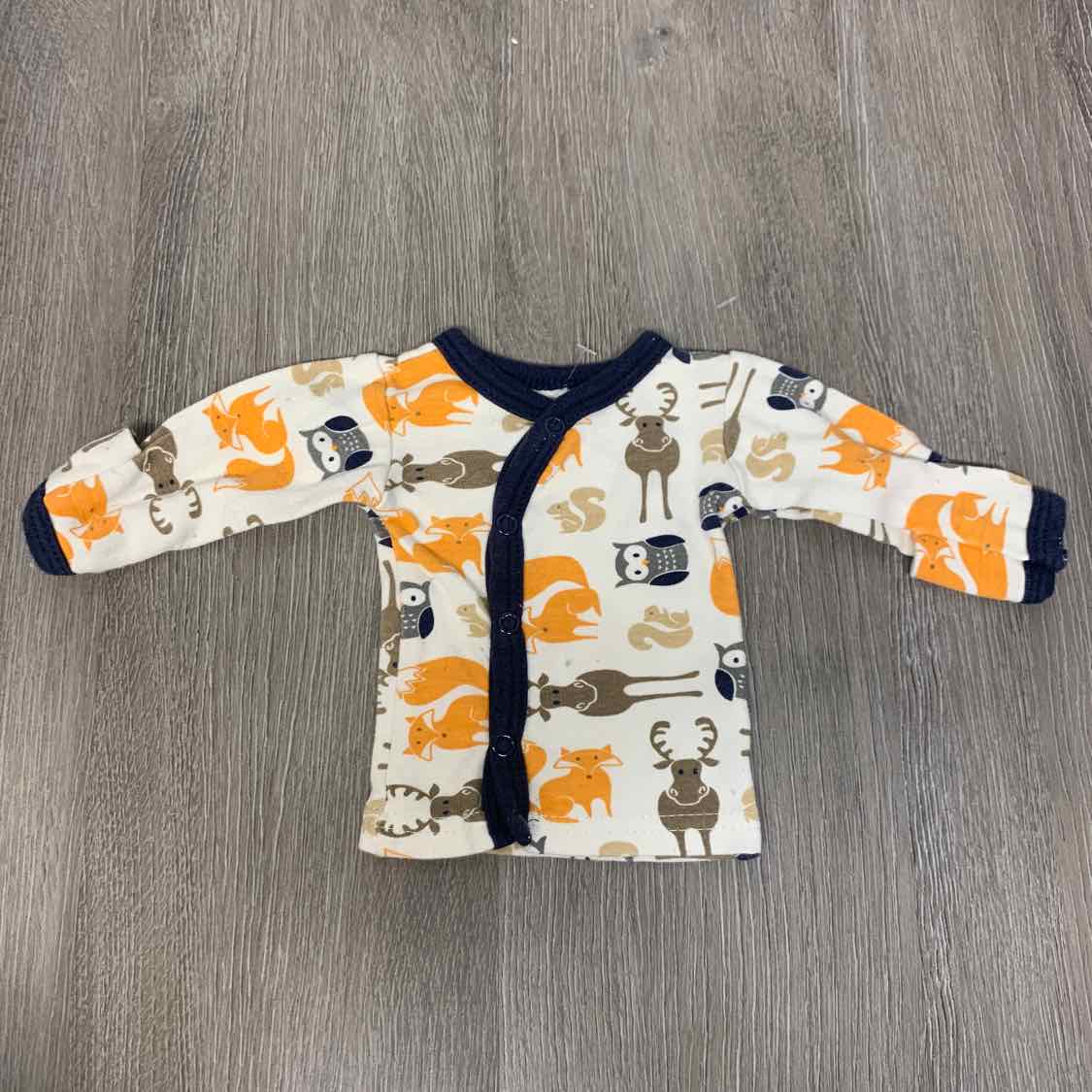 Size Preemie White/Orange Mid Brand Long Sleeve Shirt