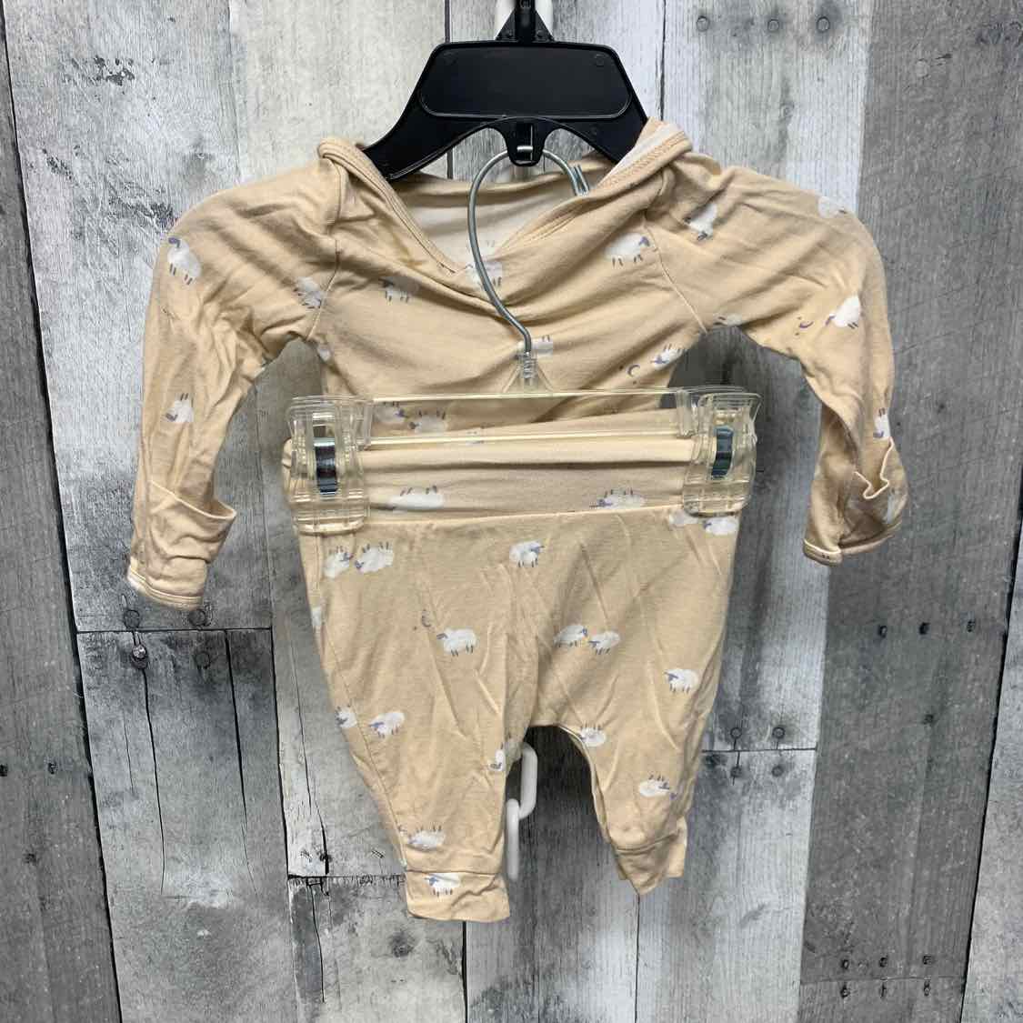 Size Newborn Tan/White Just One You 2pc PJs