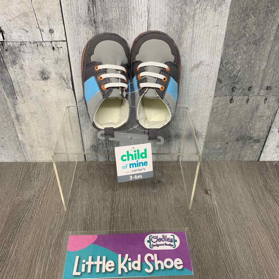Size 3-6 Months Gray/Blue Child of Mine Soft Sole Shoes