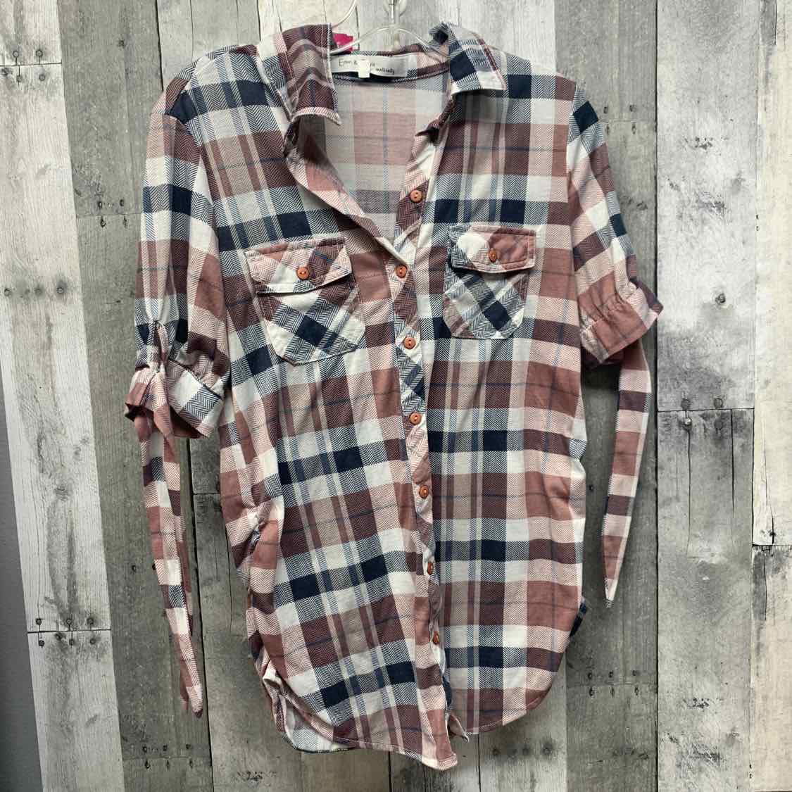 Size S Purple Plaid Mid Brand Short Sleeve Top