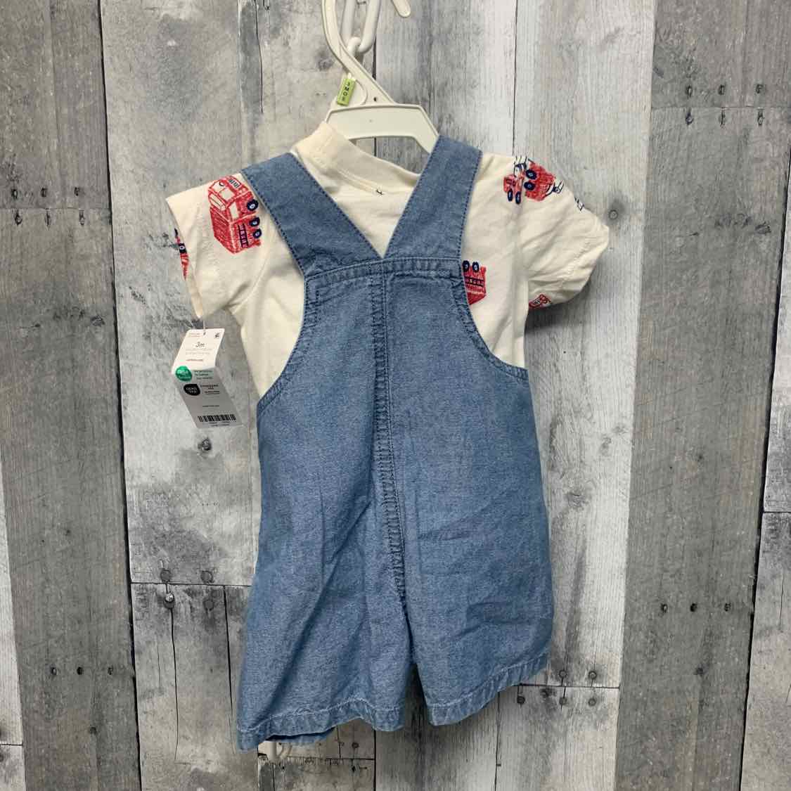 Size 3 Months White/Denim Carter's Shirt/Shorts