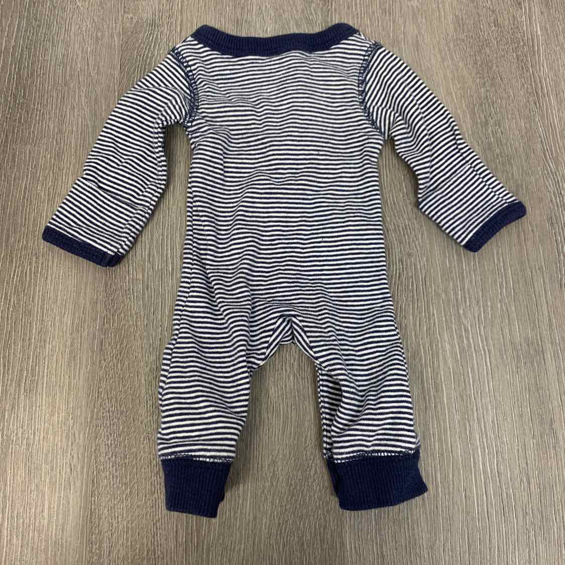 Size Preemie Navy Striped Carter's Footy PJs