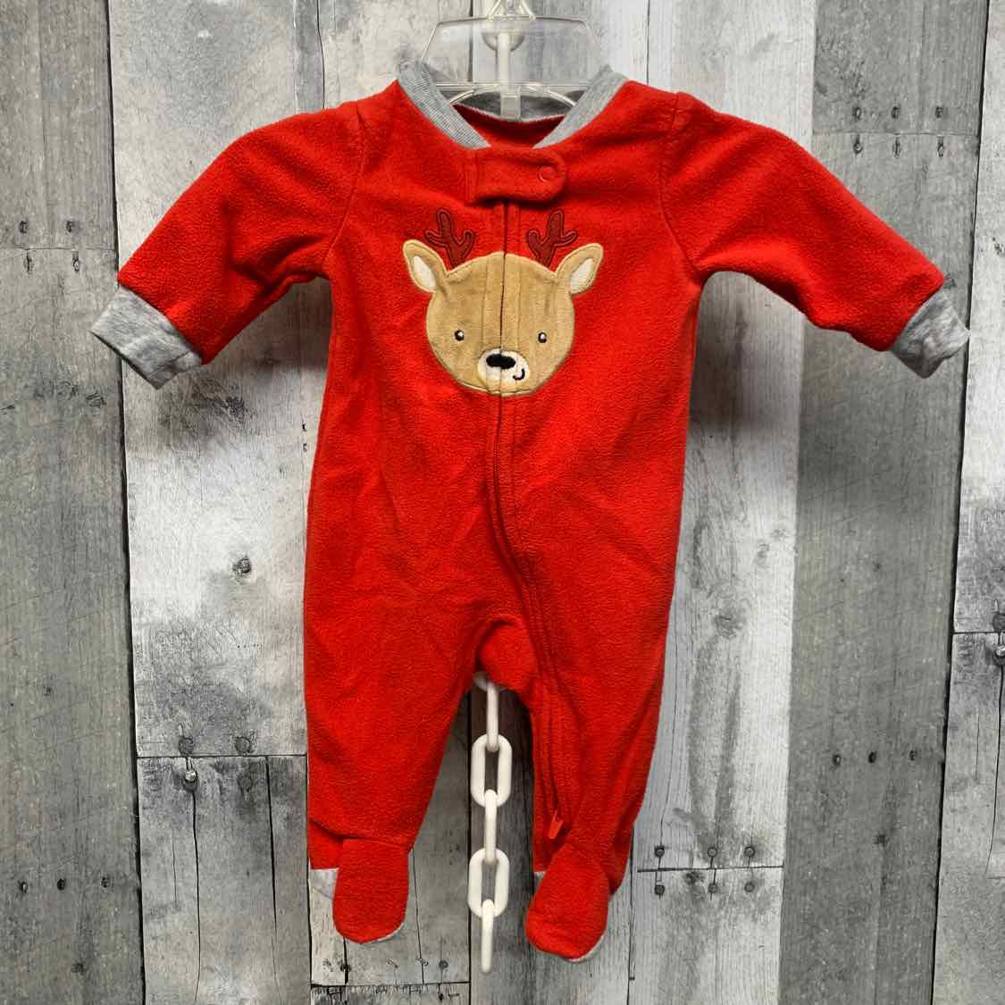 Size Newborn Red/Gray Carter's Footy PJs
